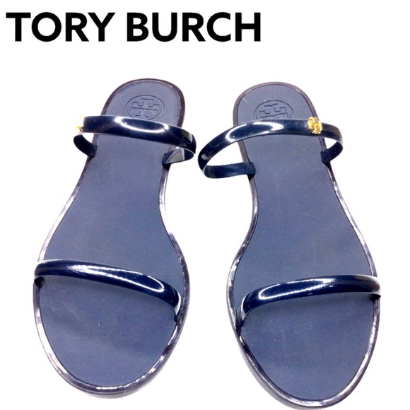 Tory Burch Shoes - Tory Burch Women’s Navy Slip On Two Strap Jelly Slide Size 9M